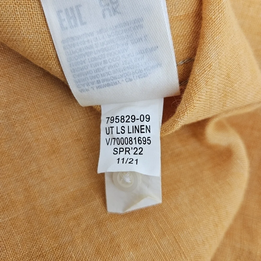 Banana Republic Untucked Fit Shirt Linen Orange Long Sleeve Button Collared XL